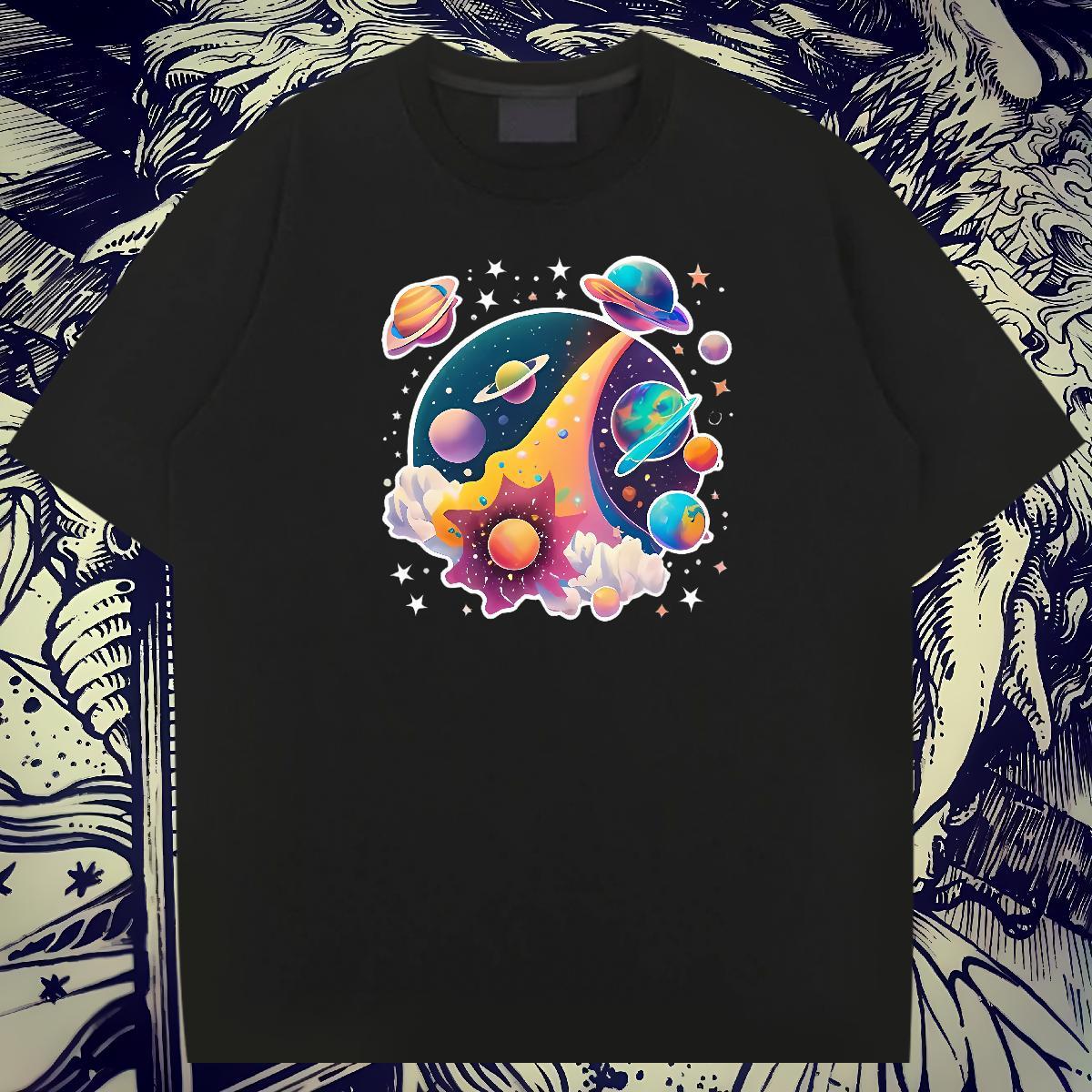 Unisex Mens Tshirts 230g Cotton Street star Customized Print Crew Neck Classic Casual T-Shirts Tops Shirt