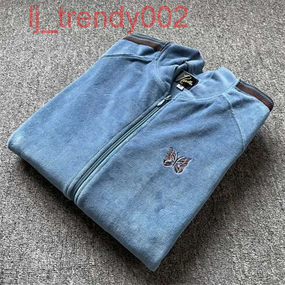 Needles mens jacket Fasion Multicolor Men Women Couple Needles Awge Track Jacket High Quality Stripe Velvet Coat Embroidered Butterfly Sports Suit Set Top cv