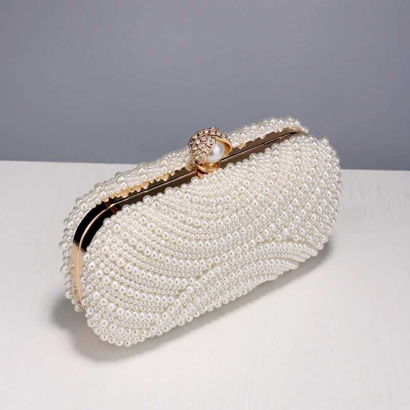 Beading Women Evening Bags Vintage Small Chain Shoulder Handbags Pearl Diamonds Metal Ladies Clutch HandbagsXJ240729