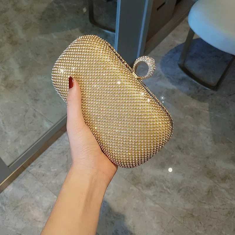 Luxury Chain Diamond Evening Bags Elegant Women Sparkle Ring Shoulder Bags Fashion Crossbody Bags Banquet Clutch Purse HandbagsXJ240729