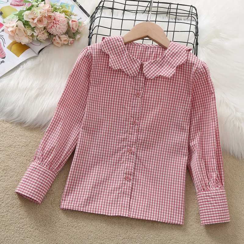 Teenage shirt girl blonde school uniform spring long sleeved cotton dress childrens clothing childrens top 8 10 12 years oldW240729