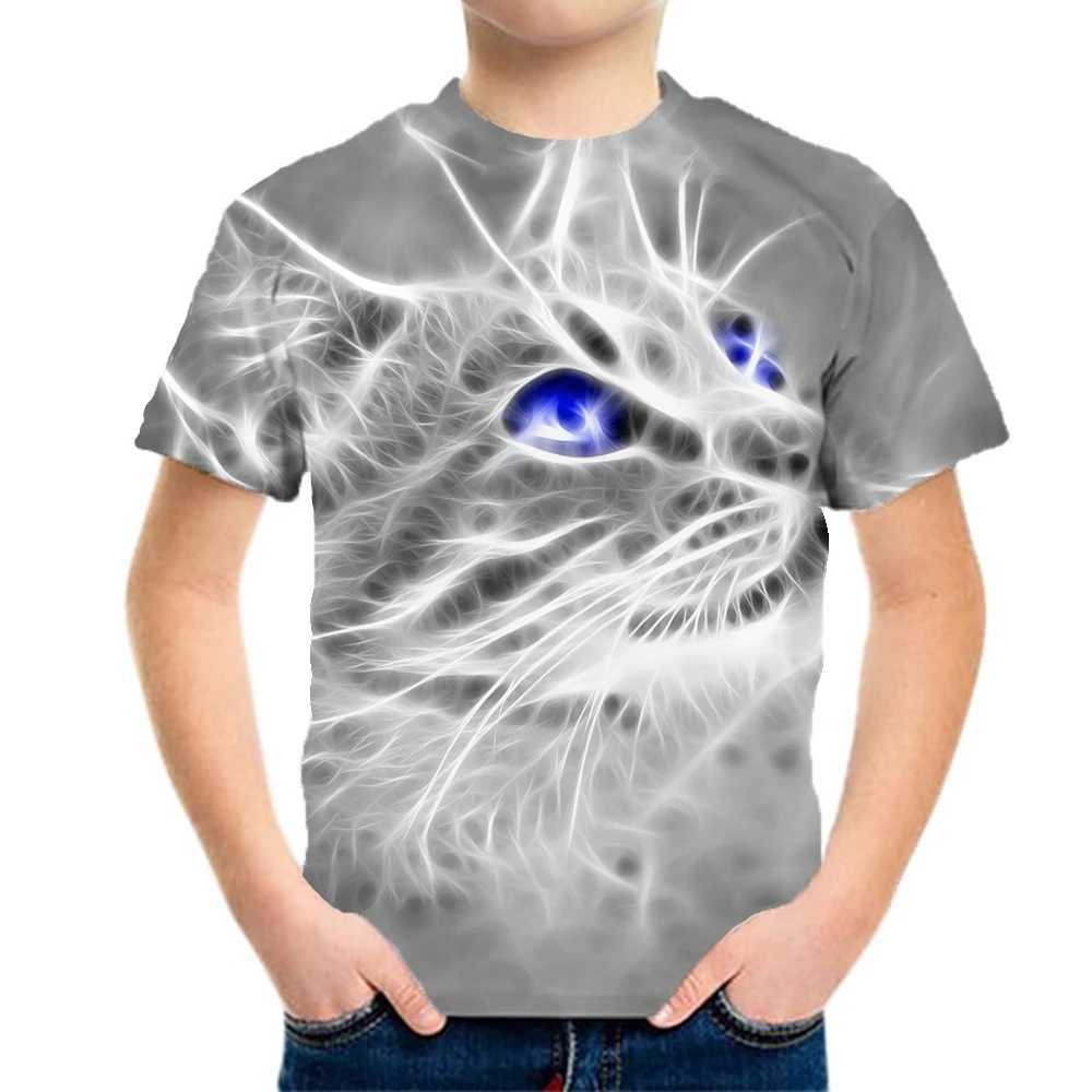 T-shirts Boy Clothes 8 to 10 Years Male 3D Tiger Printed Tshirt Short Sleeve Summer Childrens Clothing Fashion Childrens T-Shirt GirlL24729