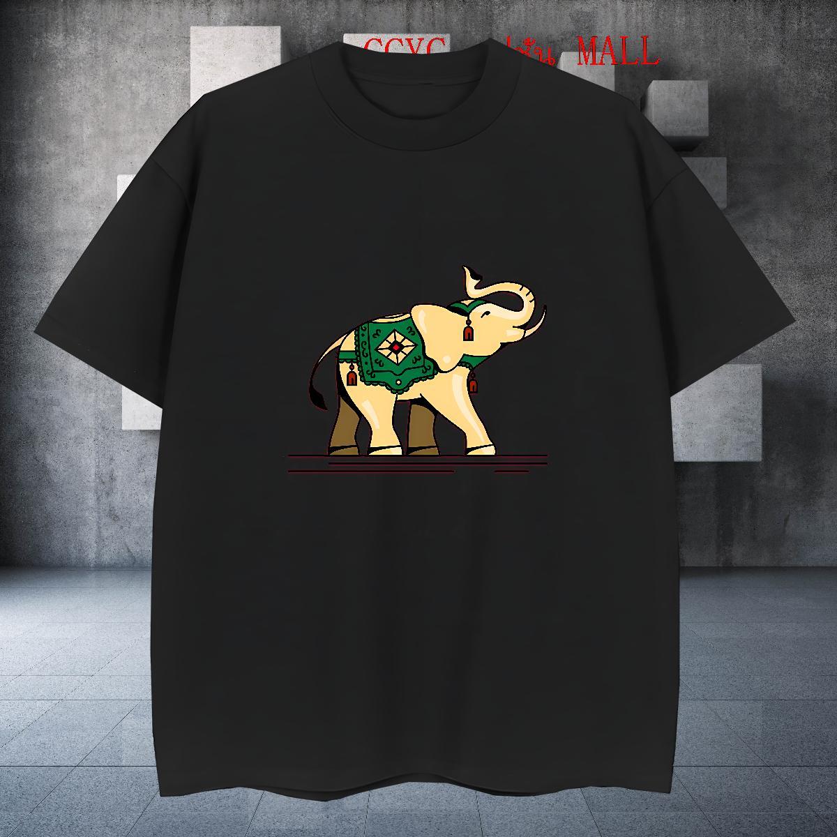 TOP Quality Couples T Shirts 230g Cotton Sports Casual elephant Cartoon Print Breathable Short Sleeve Custom T-Shirts for Men Polos