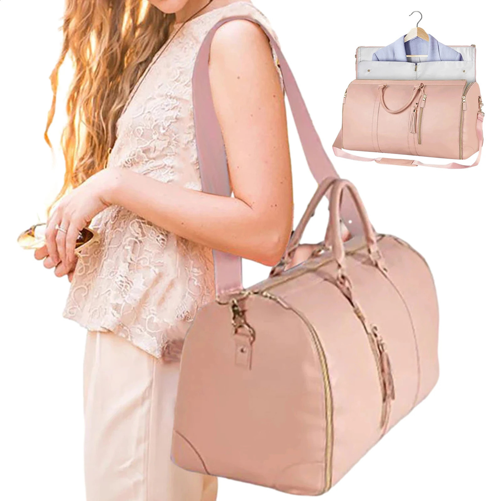 Foldable sports luggage bag with shoe bag sports and fitness handbag business travel bag PU leather 240812