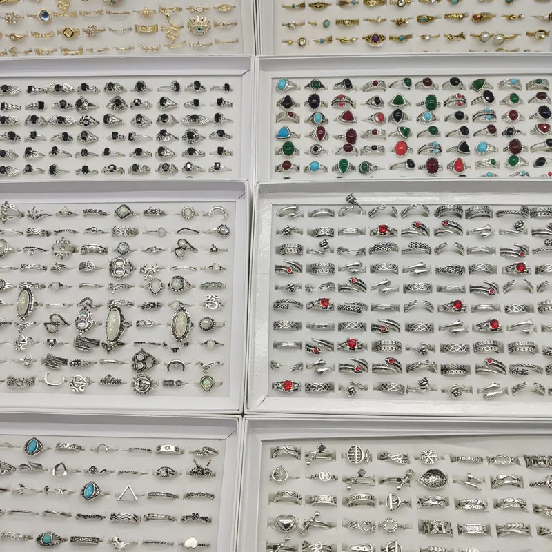 50000 styles of different finger rings wholesale inventory 100 piecesbatch retro silver gold alloy joint ring party women 240723