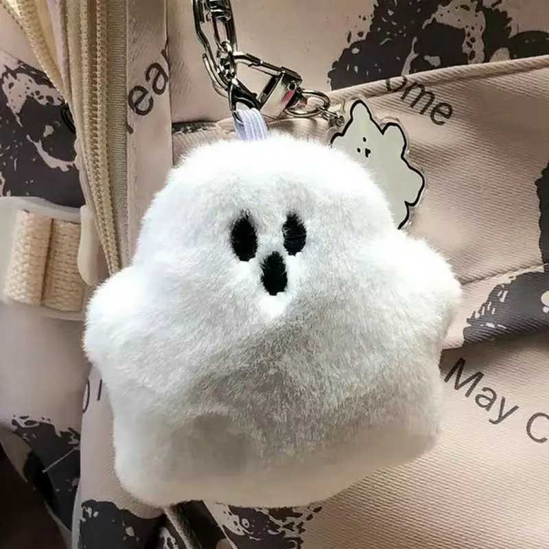 1/2pcs Funny White Ghost Keychain School Bag Pendant Doll Cute Plush Bag Hanging Accessories Doll Key Chains Childrens GiftL240729