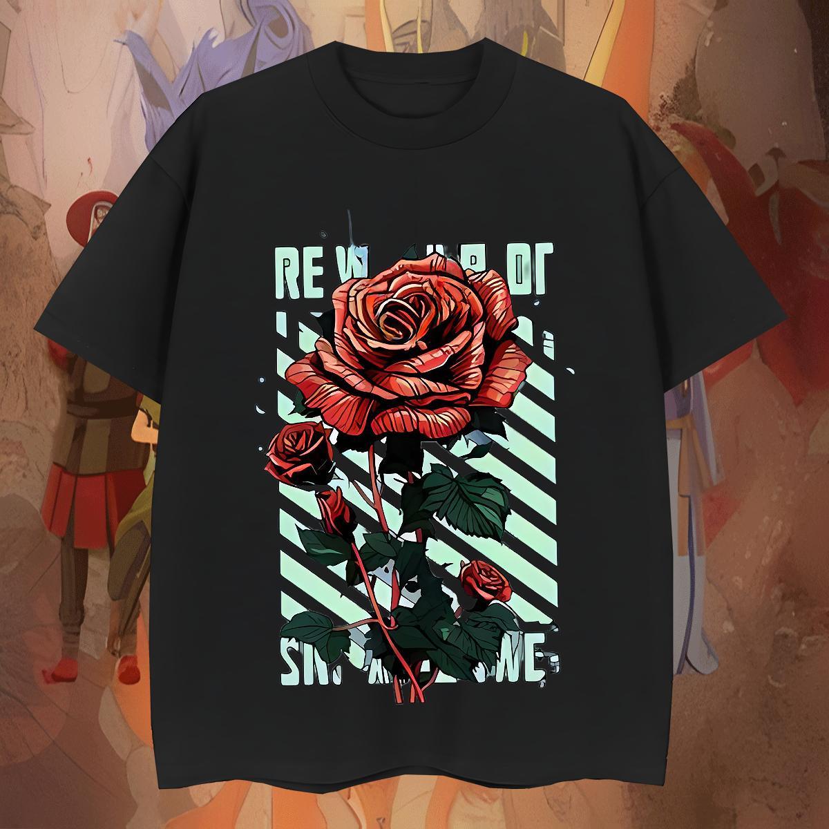 Free Shipping Men Clothes T-Shirt 230g 100% Cotton Sport flower Customized Print Round Neck Short Sleeve Factory Direct T-Shirts for Men Tops Tees
