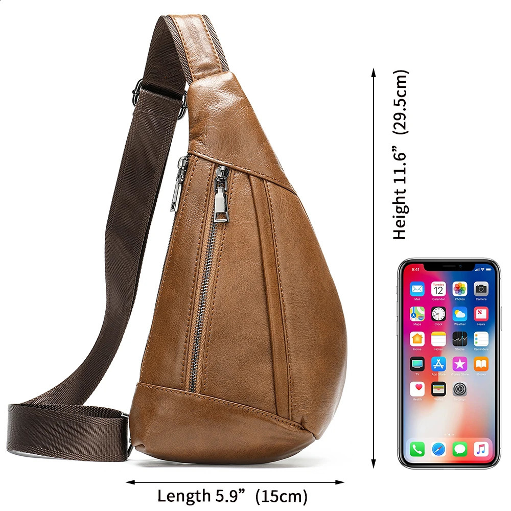 MVA Genuine Leather Bag Mens Crossbody Bag For Men Messenger Bags Men Leather Mens Shoulder/Chest Bags Small Chest Pack 7025 240729