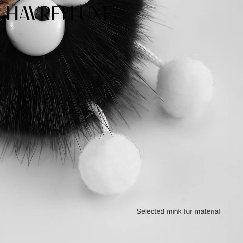 HAVREDELUXE Bag Charm Key Chain Pendant Mink Hair Small Briquettes Car Multi-functional Bag Plush Female Exquisite Pendant 240729