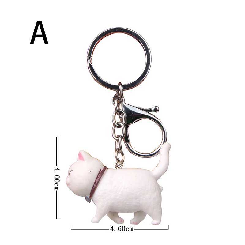 Cute Cartoon Kitten Fat Cat Keychain SelfHealing Warm Series Japanese Keyring Round Rolling Simple Cat Handmade Korean Car BagL240729