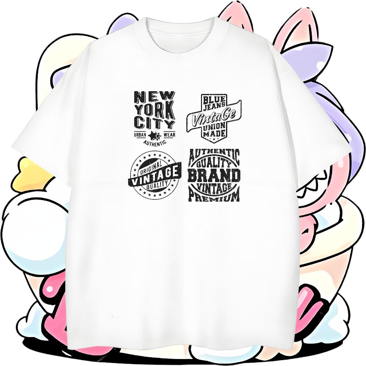 Cool Design Men Tshirts 230g Cotton Summer Casual letter Anime Print Round Neck Short Sleeve Fashion Casual T Shirts Men Wear