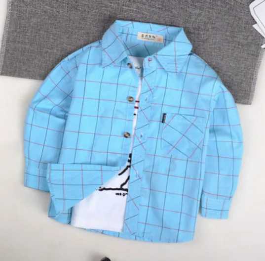 New Baby Boys Childrens Shirt Fashion Girls Boys Cotton Checkered Shirt Long Sleeve British School Childrens Clothing Spring/Summer TopW240729