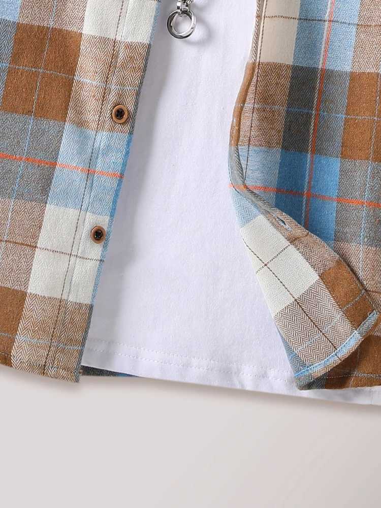 Mens plain weave shirt long sleeved button up top spring and autumn outerwear jacketW240729