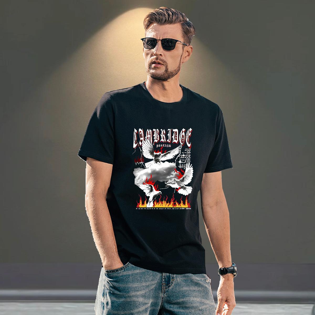 Brand Mens Tshirts 230g 100% Cotton Casual Daily Wear eagle Skull Round Neck Short Sleeve New Designer T Shirt For Man Tops Tees