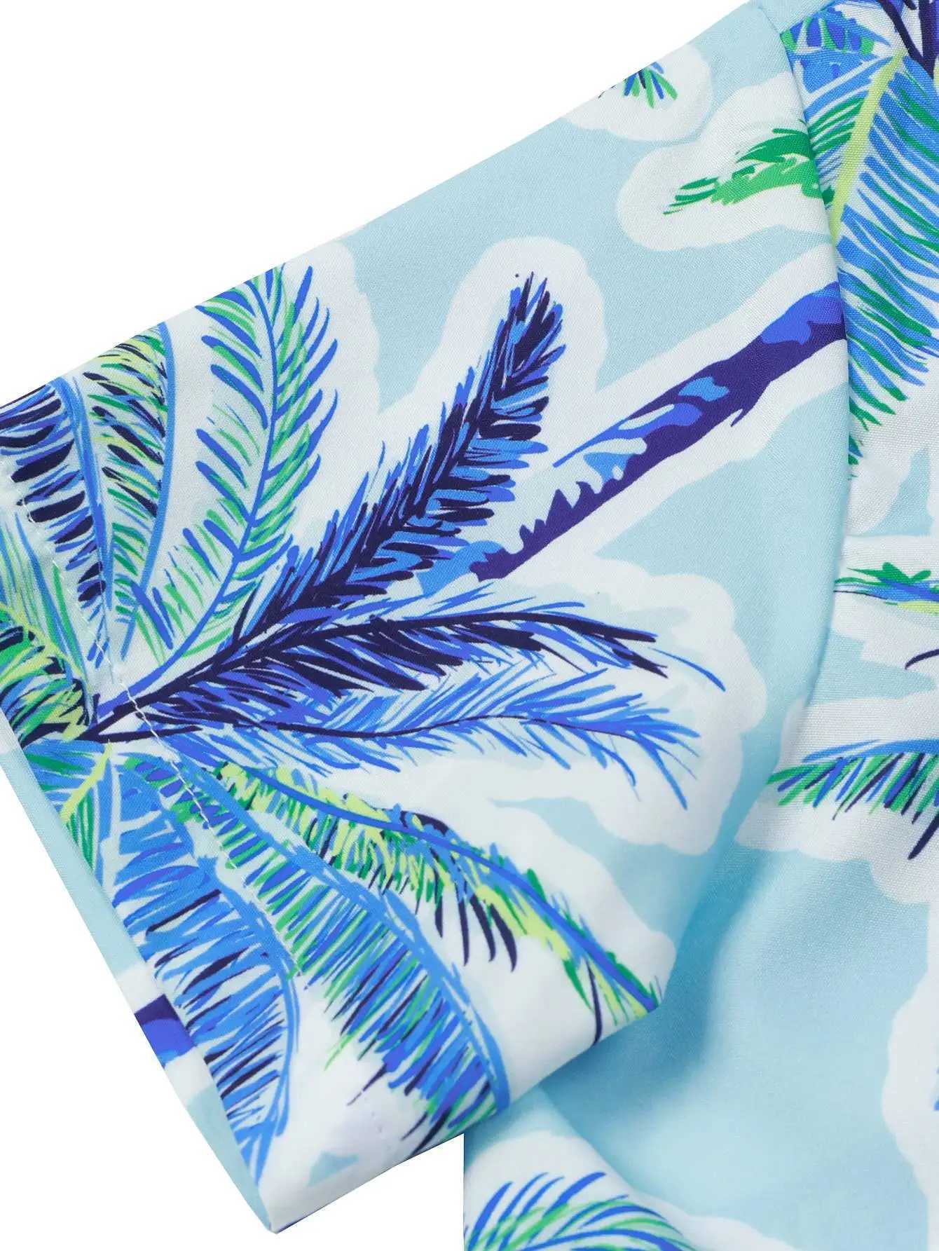 Cool and comfortable vacation style casual palm tree print shirt for boys in summerW240729