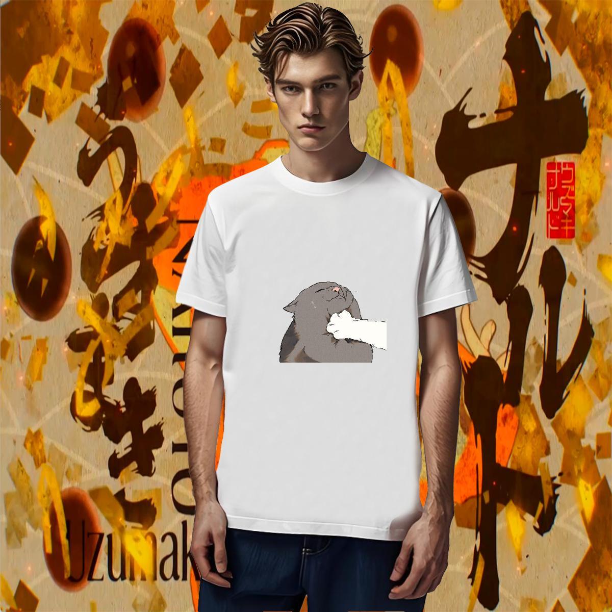 Popular Men Tees 230g Pure Cotton Hip Hop Street cat Cartoon Print O-Neck Short Sleeve Fashion New Men T Shirts Top Tees