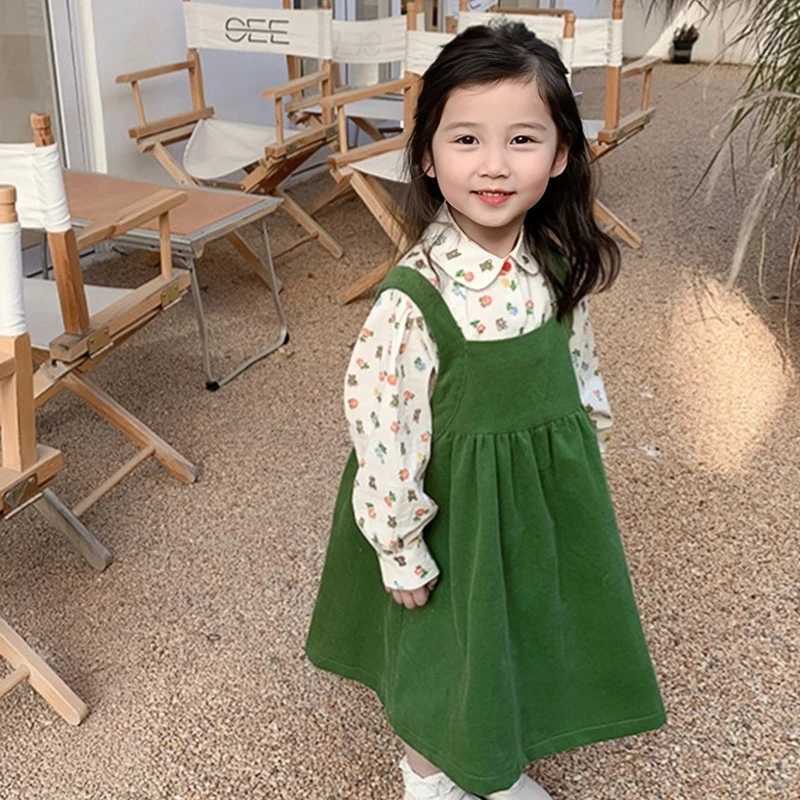Children girls cotton shirts fashion flowers bear prints childrens and toddler tops long sleeved clothing summer and springW240729