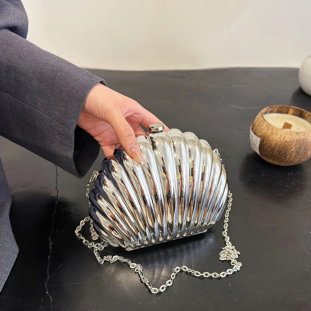 Womens acrylic metal shoulder bag with detachable chain evening clutch wallet for weddings cocktails parties dances handbags 240810