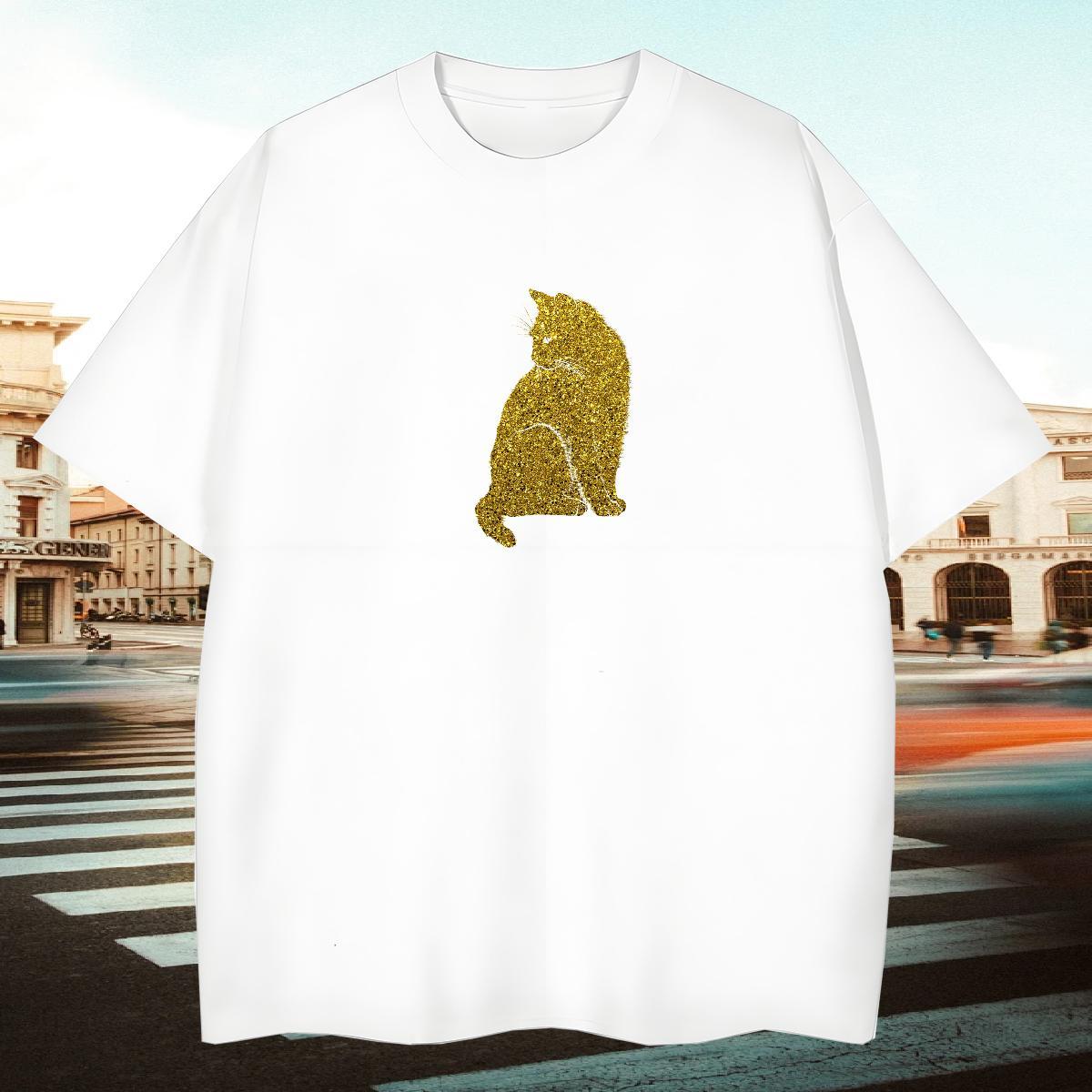 Free Shipping Men Tops Tees 230g Cotton Daily Wear cat Custom Printed Breathable Short Sleeve Customized Men T Shirts Clothings