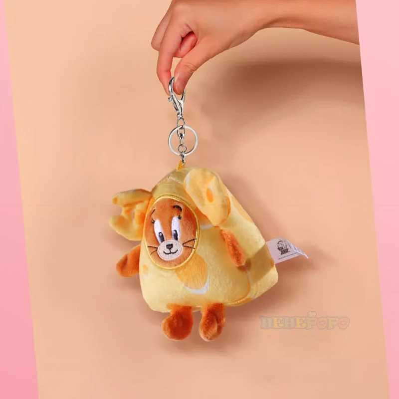Cartoon Tom And Jerry Plush Key Ring Toy Anime Figure Cheese Tom Cat Jerry Mouse Pendant Stuffed Keychain Doll Toys For Kid GiftL240729