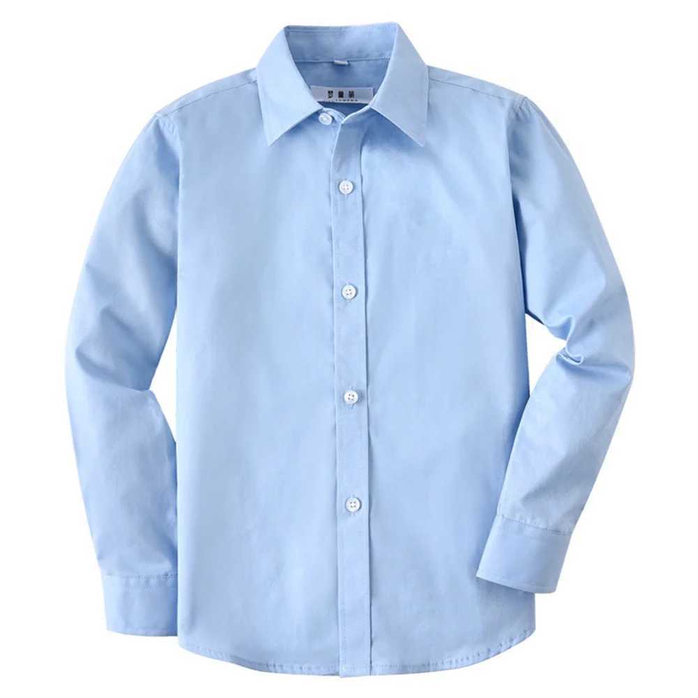 Summer autumn childrens long sleeved cotton shirts blue white school uniforms suitable for boys and girls student shirts childrens clothingW240729