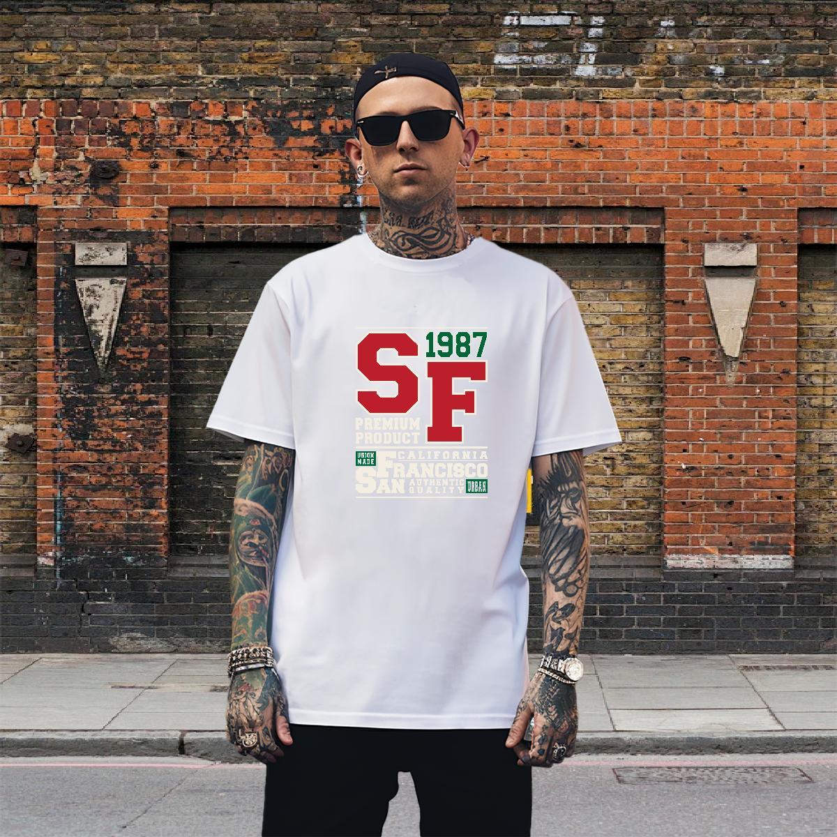 Soft Men Tops Tees 230g 100% Cotton Street Casual letter DIY Logo Oversized Round Neck Short Sleeve Brand T-Shirts for Men Polos