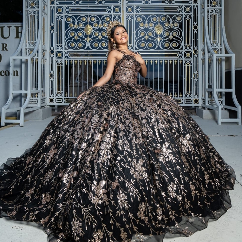 Black Princess Purple Quinceanera Dresses Off the Shoulder Ball Gown 2024 Sweet 16 Dress Beads Appliques Lace Tull 15th Party