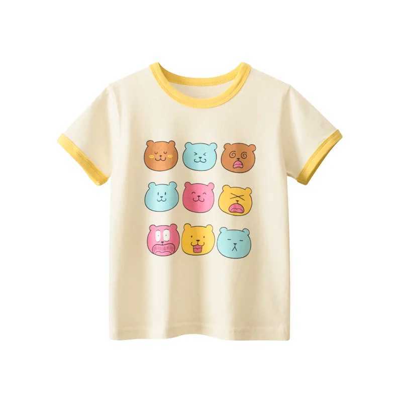 T-shirts 1-9T Toddler Kid Tshirt Baby Girls Clothes Summer Infant Tee Top Cotton Childrens T Shirt Bear Print Girls OutfitL24729