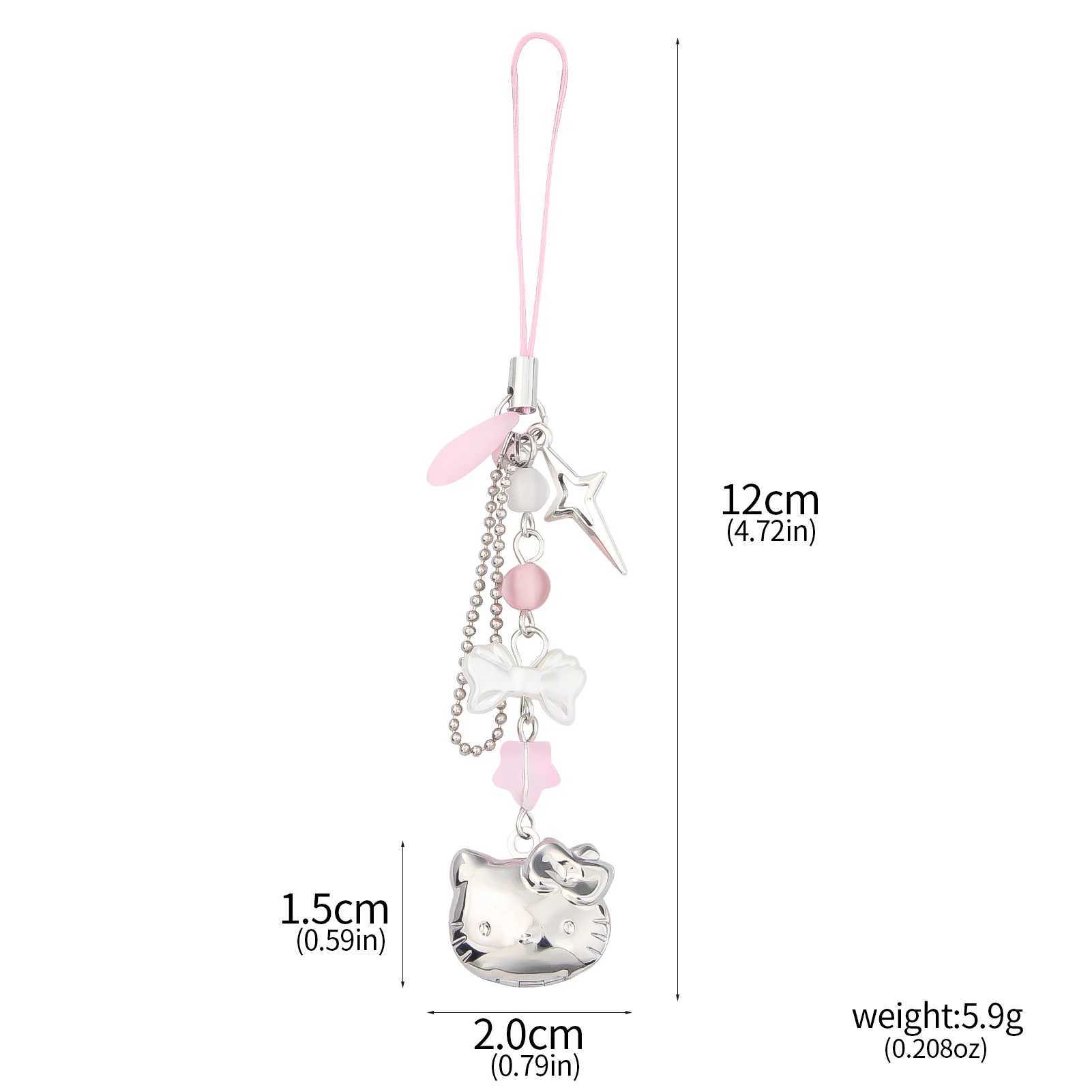 Cartoon Pink Kitty Cat Keychain Unique Design Cute Cartoon Character Pendant Keyring For Men Women Jewelry GiftsL240729