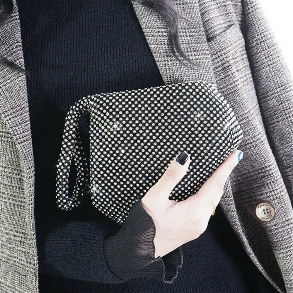 Portable Party Women Triangle Clutch Purse Wedding Prom Pouch Crystal Diamant Evening Bag 240729