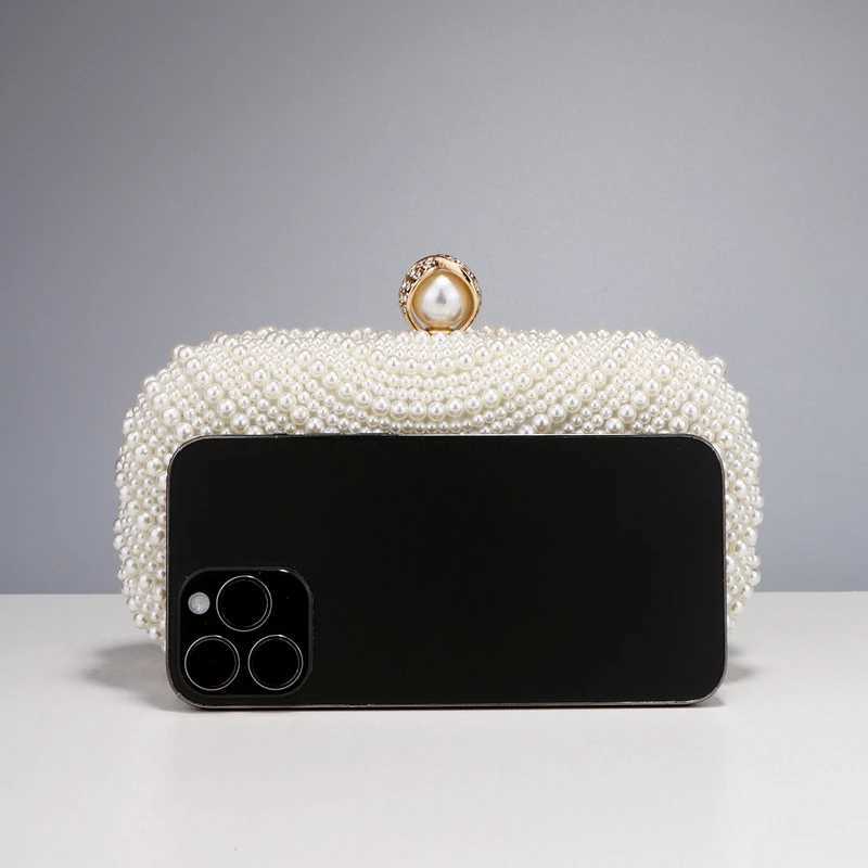 Beading Women Evening Bags Vintage Small Chain Shoulder Handbags Pearl Diamonds Metal Ladies Clutch HandbagsXJ240729
