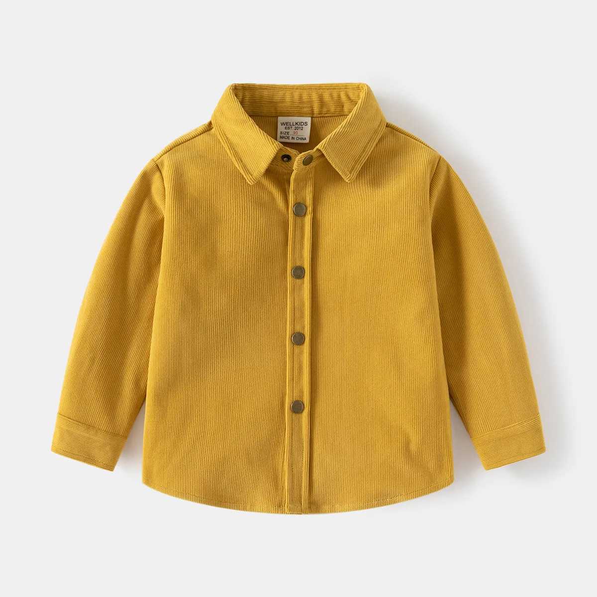 Spring/Autumn 2024 Handsome Boy Solid Color Corduroy Shirt New Childrens Solid Color Shirt available in 4 colors for ages 3-8.W240729