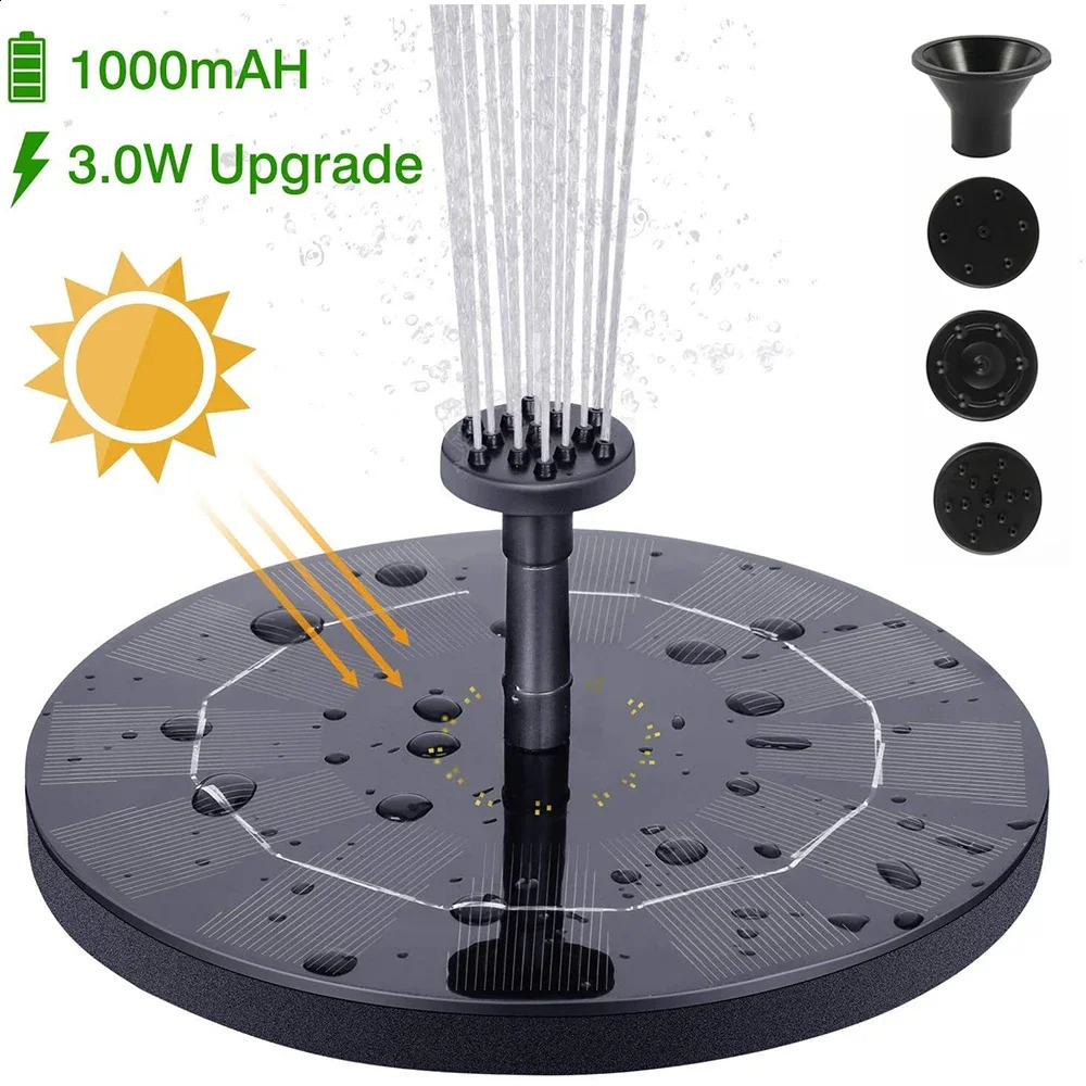 Solar Fountain Pump Floating Panel Bird Baths Water with 4 Nozzles For Garden Outdoor Pool Pond Decor 240729