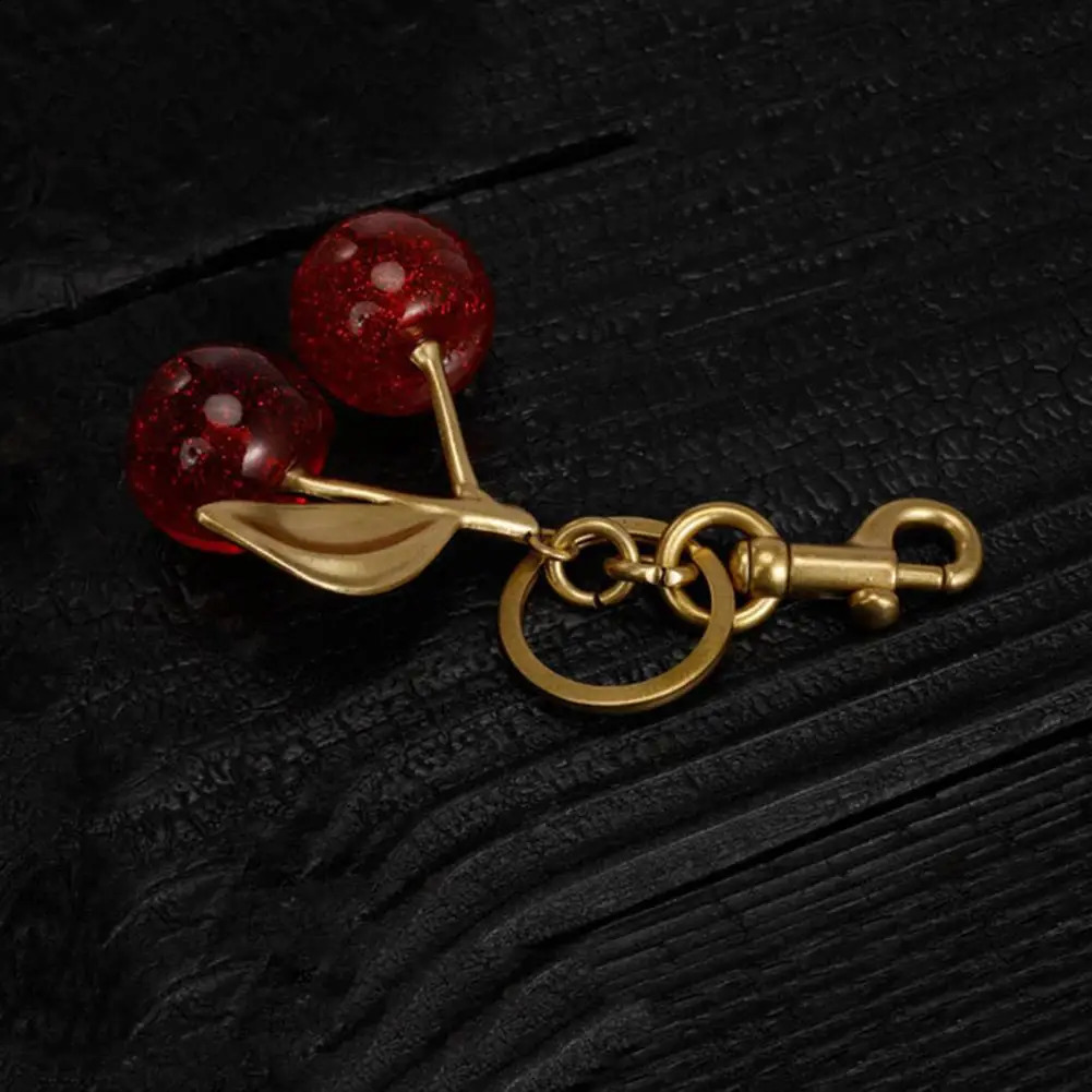 Cherry Charm Pendant Cherry Pendant Shoulder Bag Decoration Fruit Leaf Shape Keychain Exquisite Keyring Holder Glittery Resin 240729