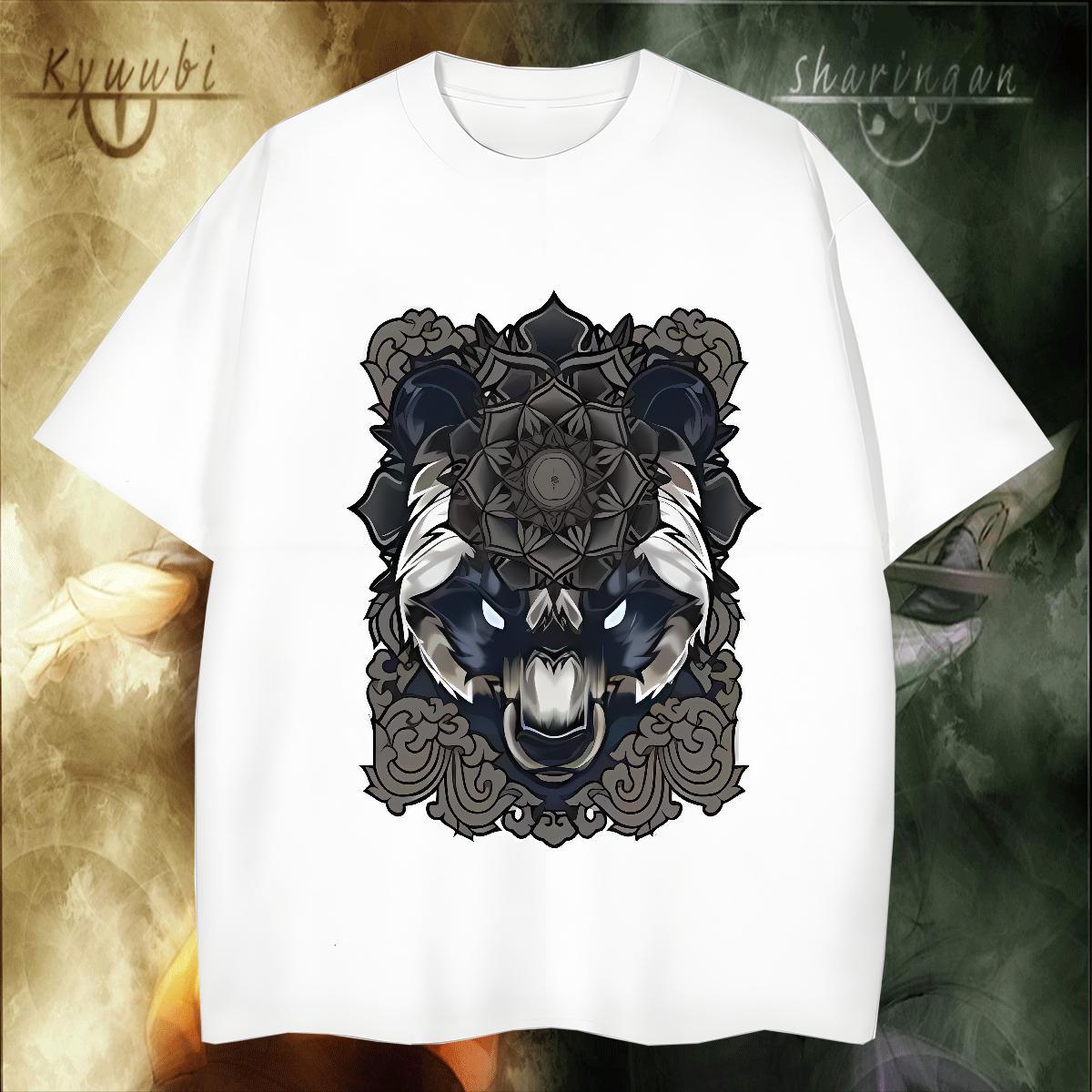 Unisex Men Clothes T-Shirt 230g 100% Cotton Hip Hop Street wolf Customized Crew Neck 2024 Men T Shirts Tees Shirts