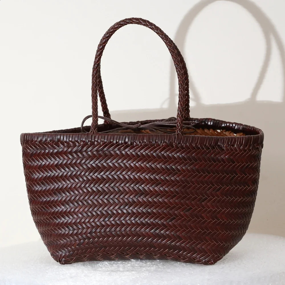 Handbags Womens Genuine Leather Shoulder Weaving Casual Shopping Bag Vintage Big Tote Purse Cowhide Cross Hand Bags Lady dh2931047