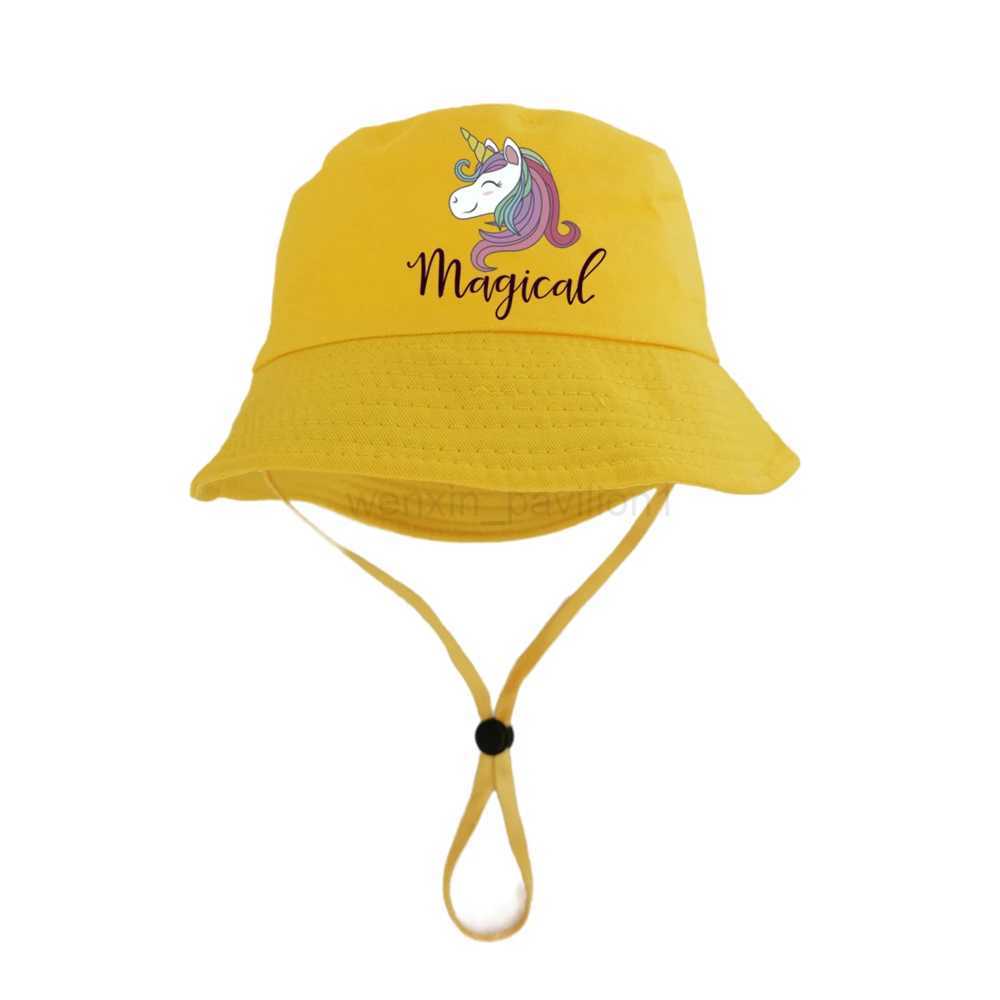 girls bucket hat unicorn hats cap accessories girls summer sun fishing hat cap for kids Windproof rope mommy and me bonnetsXJ240729