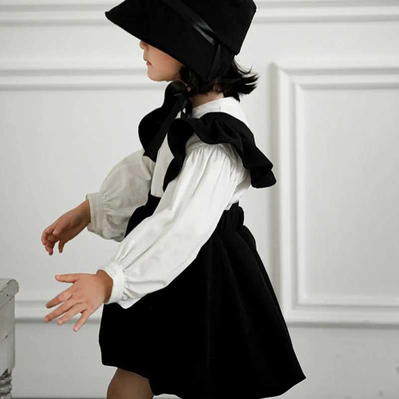 Girls shirt lantern sleeves casual breathable top 2024 spring/summer new childrens clothing baby clothing cardiganW240729