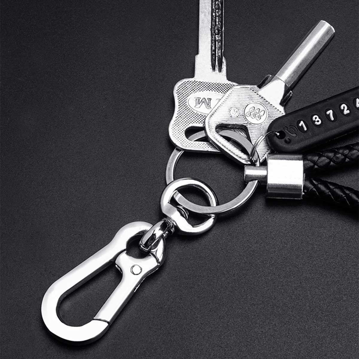 Trendy DIY Mobile Phone Number Plate Pendant Keychain for Men Punk Simple Woven Leather Rope Anti-lost Car Key Chain AccessoriesL240729
