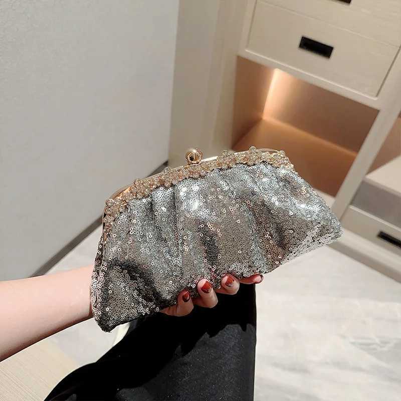 Dark Blue Clutch Bag Women Bling Sequin Purses and Handbag Diamonds Womens Wallet Chain Shoulder Female Party Clutch Z246XJ240729