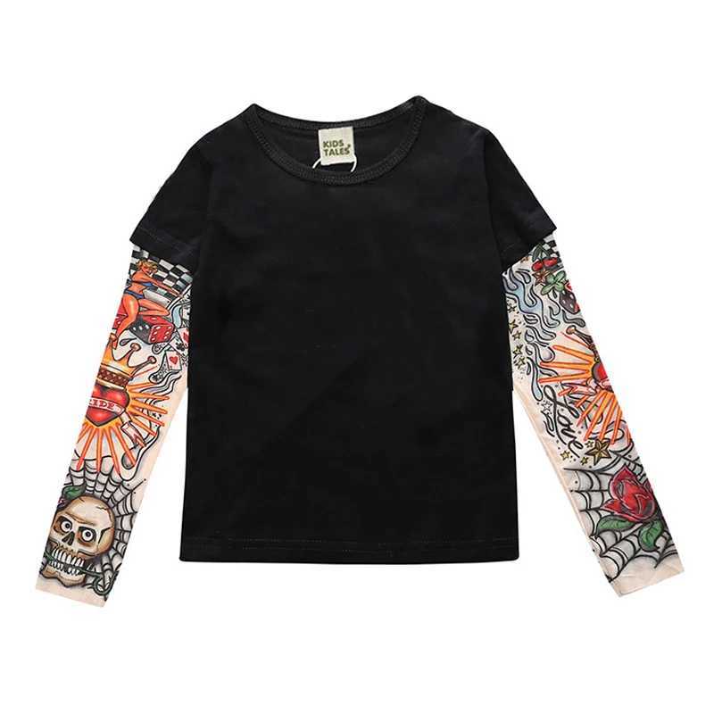 T-shirts Novelty Tattoo Kids Clothes Boys T-Shirts Cotton Long Sleeve Boys T Shirt Spring Autumn Children T-Shirts 2-7 YearsL24729