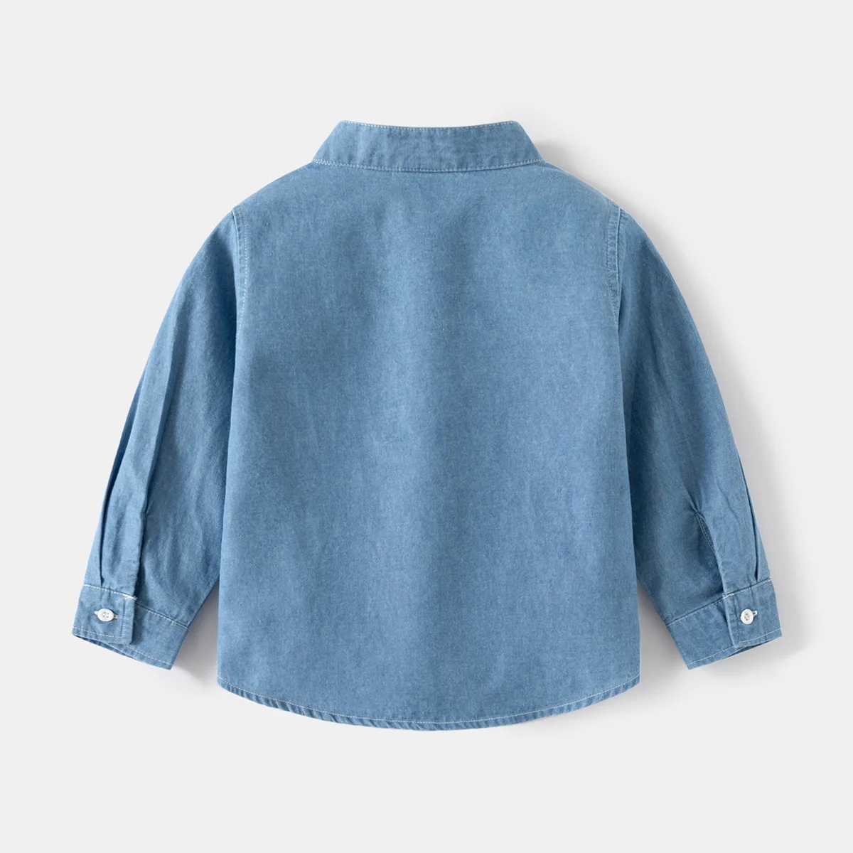 Boys long sleeved denim shirt spring/autumn new arrivals fashionable stand up collar casual top suitable for young children 2 colors for ages 3-8W2407