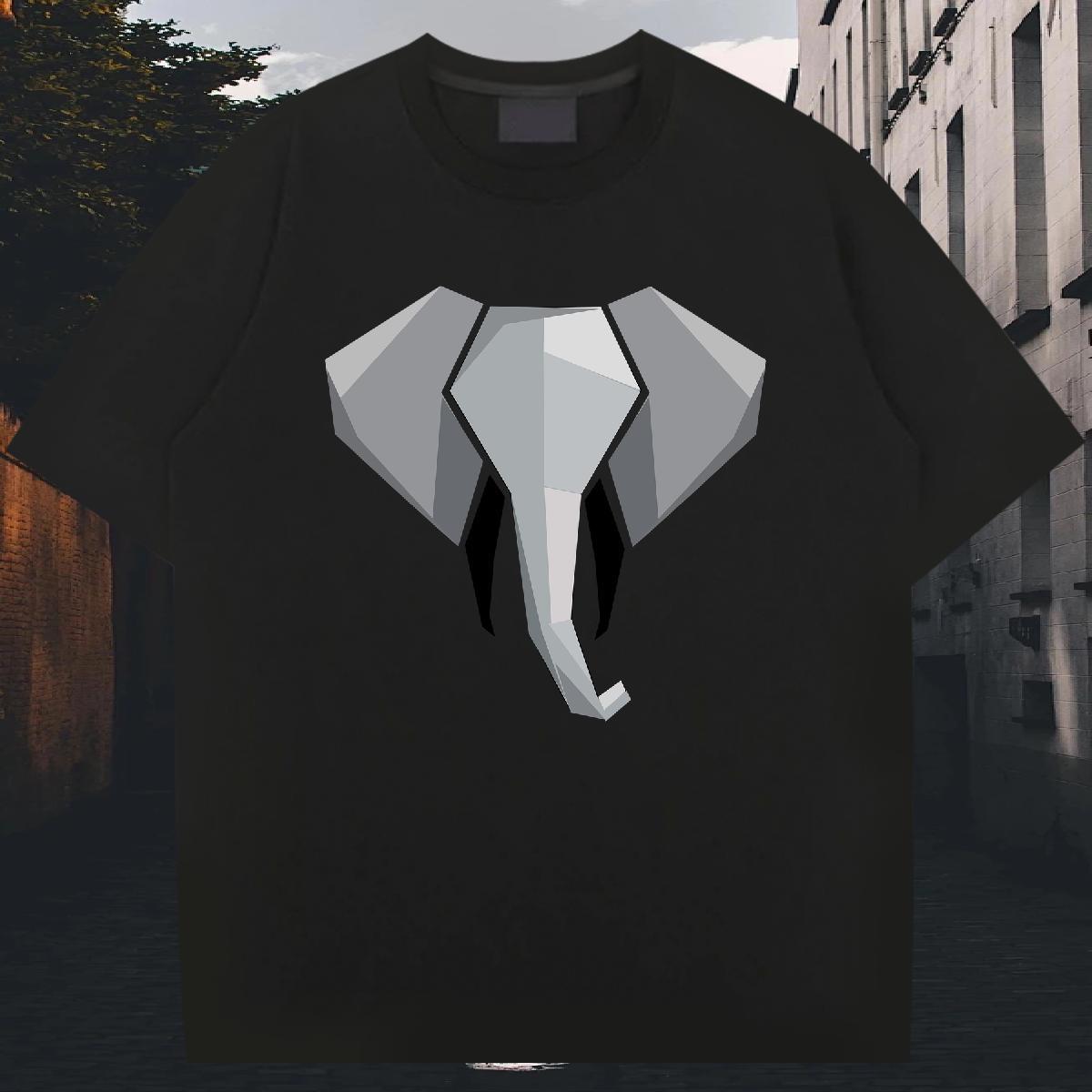 High Quality Men Tops Tees 230g 100% Cotton Sport Elephant Custom Print Plus Size Breathable Short Sleeve Classic T Shirts Men Tops Shirt