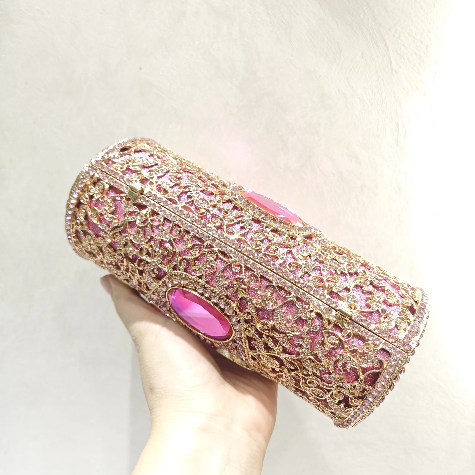 Pink Big Stone Evening Wedding Bag Bridal Clutch Purse Women Banquet Prom Crystal Clutches Dia Purses Handbags 240729 c961