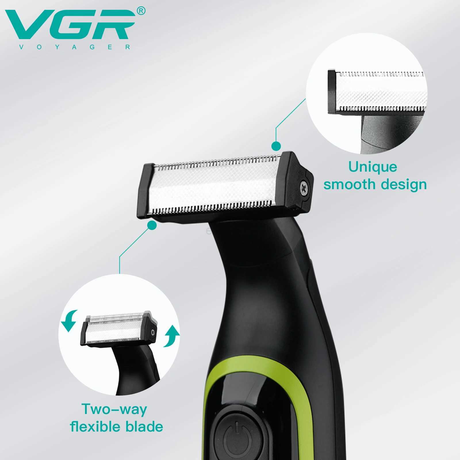 VGR Shaver Waterproof Hair Trimmer Body Shaving Machine Face Razor Rechargeable Beard Trimmer Electric Shaver for Men V-017Y240729