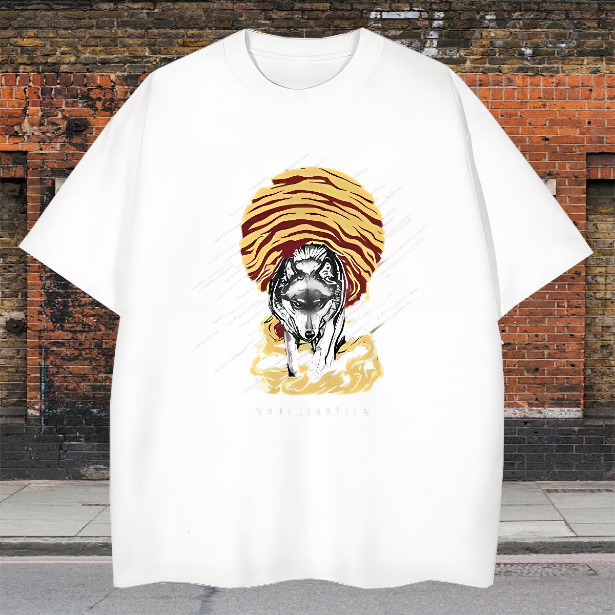 Cool Design Tshirts 230g 100% Cotton Street wear Hip Hop wolf Oversized 3XL 4XL Breathable Crew Neck Fashion Casual T-Shirts for Men Tee Shirt