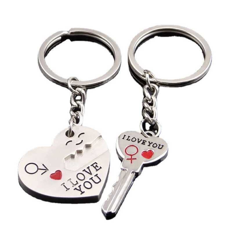 Hot Sale Zinc Alloy Silver Plated Lovers Gift Wedding Favors Couple My Heart Keychain Fashion Keyring Key Fob Creative Key ChainL240729