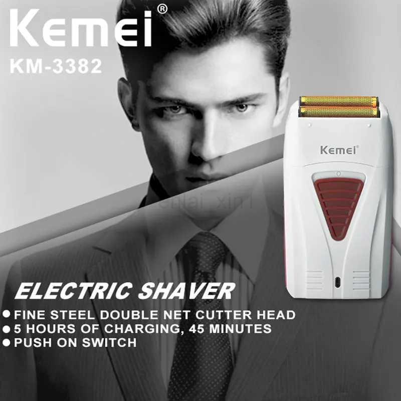 Kemei 3382 Rechargeable Electric Shaver Hair Beard Electric Razor For Men Bald Head Shaving Machine Foil Titanium Cord/CordlessY240729