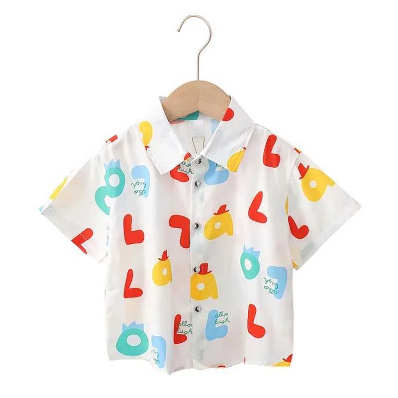 2024 Childrens Clothing Flower Shirt Summer Holiday Beach Boys Short sleeved Printed Casual Shirt Top 2 to 12 Year Old Childrens ShirtW240729