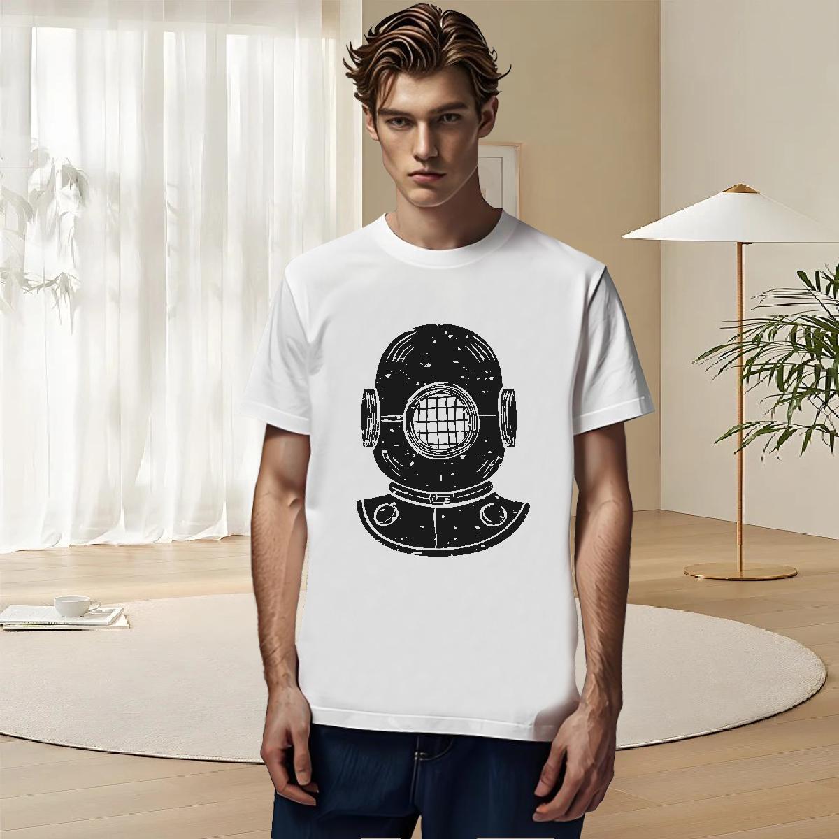 Loose Men Tees 230g Pure Cotton Sports Casual ET Cartoon Print Crew Neck Breathable Custom T-Shirts Tops Shirt